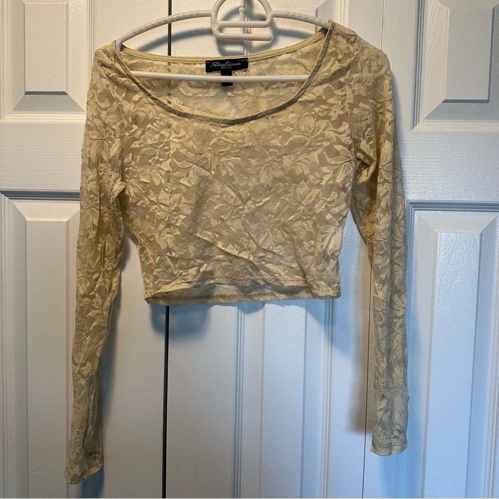 Lace Long-sleeve Crop-top